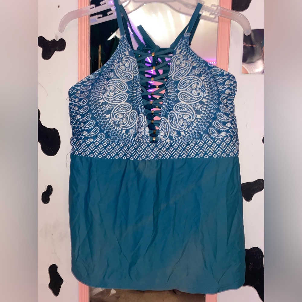 blue halter top bathing suit size XL